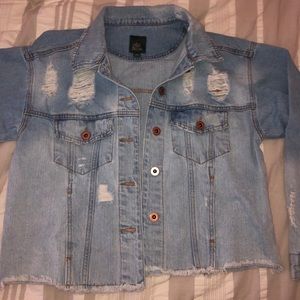 Distressed jean jacket
